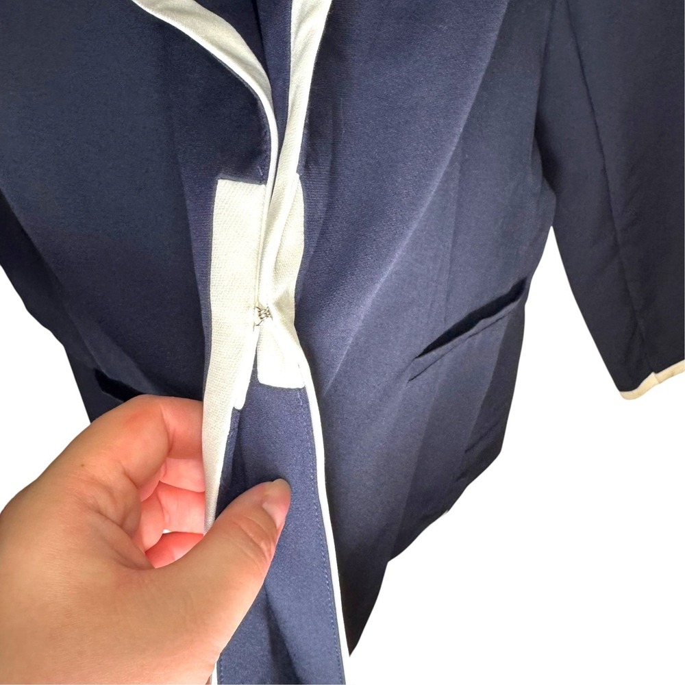 JM Studio Blazer XL Navy Blue White Trim Preppy Nautical Career Jacket - Picture 4 of 8